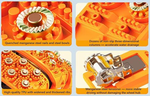 Snow Tire Chains for Polestar 1, 2020 2021, 8 Steel Nails Per Strip, with Tool, Universal for 165-245MM Tires, Portable Reusable Universal Emergency Tire Traction Chain, black-8PCS in Saudi Arabia