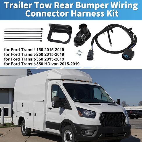 No.CK4T-13B576-KE Trailer Tow Rear Bumper Wiring Connector Harness Kit for Ford Transit 150/250/350 2015-2019 Trailer Towing Hitch Wiring No.CK4Z-13A576-B/ 9U5Z-14489-MAA in Saudi Arabia