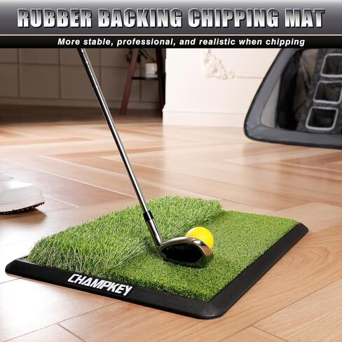 CHAMPKEY Double-Sided Golf Chipping Net with Dual-Turf Mat and 12 Foam Golf Balls - 5 Ply-Knotless Netting Golf Net and Heavy Duty Rubber Backing Hitting Mat Ideal for Training in Kuwait