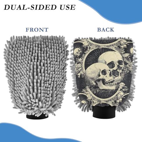AIXIWAWA Gothic Skulls Print Car Wash Mitt Washing Glove Scratch Free Water Absorbent 2 Pack Large in Saudi Arabia