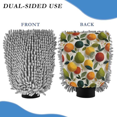 AIXIWAWA Pattern Fruit Print Car Wash Mitt Washing Glove Scratch Free Water Absorbent 2 Pack Medium in Kuwait