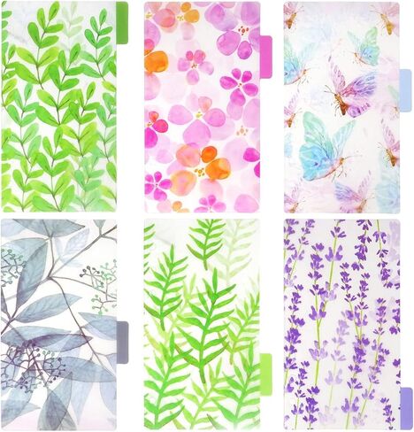 12PCS Binder Index Dividers 6 Holes A6 Insertable Page Tab Translucent Floral Binder Tab Cards for Filofax Notebook, Travel Diary, Planner, 6 Styles in Saudi Arabia