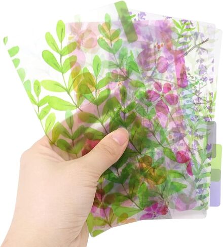 12PCS Binder Index Dividers 6 Holes A6 Insertable Page Tab Translucent Floral Binder Tab Cards for Filofax Notebook, Travel Diary, Planner, 6 Styles in Saudi Arabia