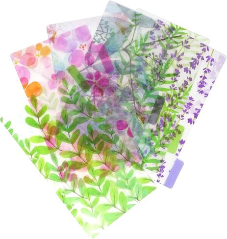 12PCS Binder Index Dividers 6 Holes A6 Insertable Page Tab Translucent Floral Binder Tab Cards for Filofax Notebook, Travel Diary, Planner, 6 Styles in Saudi Arabia