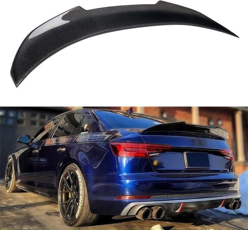 Real Carbon Fiber Rear Spoiler Compatible with 2017-2024 Audi A4 S4 B9, PSM Style Duckbill Trunk Exterior High Kick Tail Deck Lid Splitter Wing Lip 2017 2018 2019 2020 2021 2022 2023 2024 in Saudi Arabia