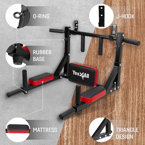 Yes4All Multifunctional Wall Mounted Pull Up Bar/King Stud Chin Up Bar For Home Gym Workout Strength Training Equipment in Kuwait