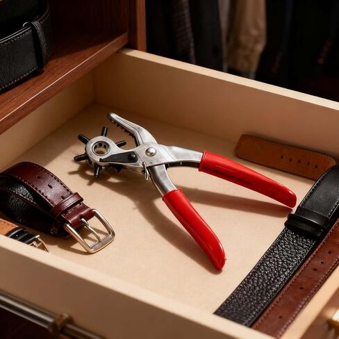 6 Multi-Hole Sizes Heavy-Duty Rotating Leather Punch Pliers with Comfort Grips for Leather,Watch Straps,Dog Collars,and Saddles in Saudi Arabia