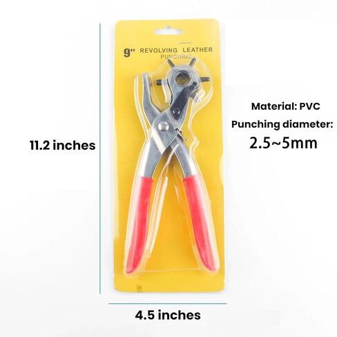 6 Multi-Hole Sizes Heavy-Duty Rotating Leather Punch Pliers with Comfort Grips for Leather,Watch Straps,Dog Collars,and Saddles in Saudi Arabia