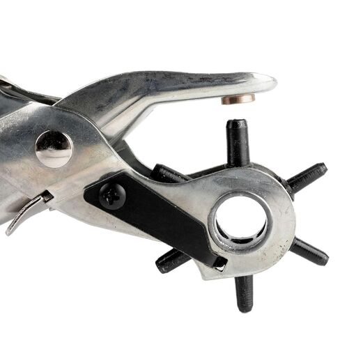 6 Multi-Hole Sizes Heavy-Duty Rotating Leather Punch Pliers with Comfort Grips for Leather,Watch Straps,Dog Collars,and Saddles in Saudi Arabia