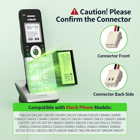 EBL BT183342/BT283342 2.4V 1000mAh Ni-MH Battery, Compatible with AT&T VTech Cordless Phone Batteries BT166342/BT266342 CS6709 CS6609 CS6509 CS6409 EL52100 EL50003 (Pack 2) Green in Saudi Arabia