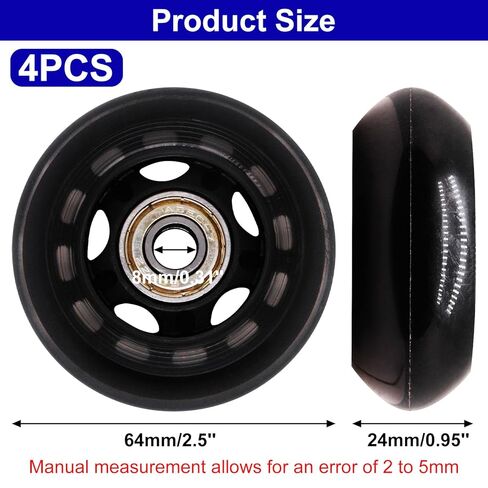 Inline Skate Wheels with Bearings, 3 Inch Roller Blade Wheels 76mm Outdoor and Indoor Clear Wheels for Office Chairs, Luggage (4 Pack,Silver) in Kuwait