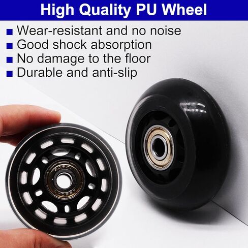 Inline Skate Wheels with Bearings, 3 Inch Roller Blade Wheels 76mm Outdoor and Indoor Clear Wheels for Office Chairs, Luggage (4 Pack,Silver) in Kuwait
