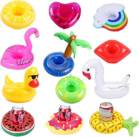 12 Pack Inflatable Drink Holders Drink Floats Inflatable Cup Coasters for Pool Party, Drink Floats for Pool, Pool Drink Holder Floats for Parties, Bachelorette Party Favors in Saudi Arabia