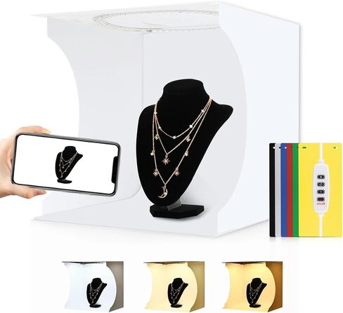 Foldable Photo Box Portable Studio Kit 12 Background Colors LED Dimmable Photography Light Box 25 cm Photo Props Equipment in Kuwait