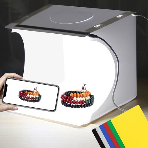 Foldable Photo Box Portable Studio Kit 12 Background Colors LED Dimmable Photography Light Box 25 cm Photo Props Equipment in Kuwait