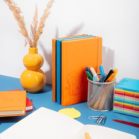 قطعة واحدة مستوحاة من آيس (برتقالي) مجلة أنمي جلدية نباتية مقاس A5 بغلاف مقوى | حزمة ملصقات مجانية | شبكة نقطية مقاس 7 مم | 120GSM ورق كريم الحرير in Kuwait