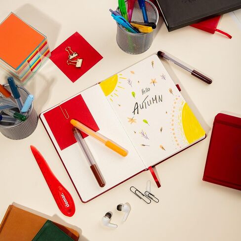 قطعة واحدة مستوحاة من آيس (برتقالي) مجلة أنمي جلدية نباتية مقاس A5 بغلاف مقوى | حزمة ملصقات مجانية | شبكة نقطية مقاس 7 مم | 120GSM ورق كريم الحرير in Kuwait