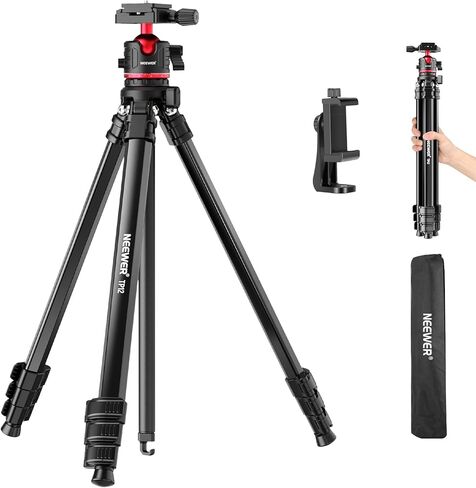 NEEWER Upgraded 80.7" Carbon Fiber Camera Tripod Monopod with Telescopic 2 Section Center Axes, 360° Panorama Ballhead, 1/4" Arca Type QR Plate, Travel Tripod with ø28mm Column, Max Load 26.5lb, N55CR in Kuwait
