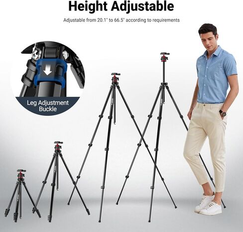 NEEWER Upgraded 80.7" Carbon Fiber Camera Tripod Monopod with Telescopic 2 Section Center Axes, 360° Panorama Ballhead, 1/4" Arca Type QR Plate, Travel Tripod with ø28mm Column, Max Load 26.5lb, N55CR in Kuwait