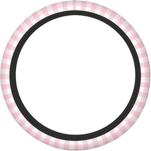 Thickened Elastic Steering Wheel Cover, Girly Pastel Pink Gingham Plaid Ultra, Soft, Breathable, Fit for Cars, SUVs, Trucks, Stylish Comfortable Grip in Saudi Arabia