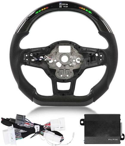 Carbon Fiber LED Shift Lights Display Steering Wheel Perforated Leather Compatible with VW Golf R GTI MK7 MK7.5 2013-2020 in Saudi Arabia