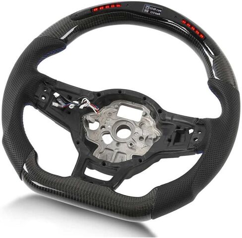 Carbon Fiber LED Shift Lights Display Steering Wheel Perforated Leather Compatible with VW Golf R GTI MK7 MK7.5 2013-2020 in Saudi Arabia