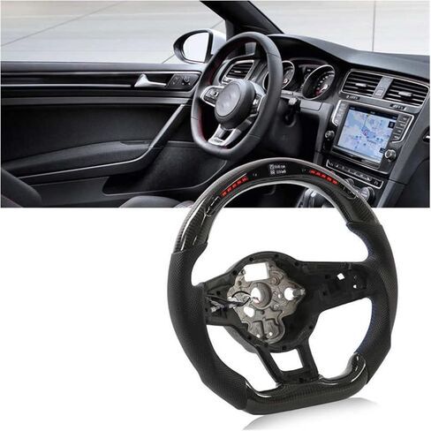 Carbon Fiber LED Shift Lights Display Steering Wheel Perforated Leather Compatible with VW Golf R GTI MK7 MK7.5 2013-2020 in Saudi Arabia