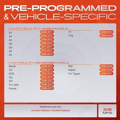 A-Premium 4PCS Pre-Programmed TPMS Sensor Tire Pressure Monitoring Sensor - Compatible with Volkswagen & Audi - Jetta, Passat, Beetle, CC, Eos, GTI, Rabbit, Tiguan, A3, A4, A5, Q5, S4, TT - 315MHz in Saudi Arabia