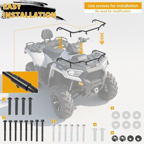 KUAFU Front & Rear Rack Extender Compatible with 2014-2023 Polaris Sportsman X2 Touring 450 570 ETX Replace for 2879716, 2879717 Storage Rack Steel Powder Coated 2 PCS in Saudi Arabia