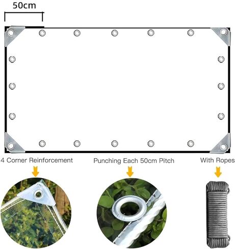 3 'x 5' Clear Vinyl Tarp, Heavy Duty PVC Waterproof,with Grommets and Cable Tie,Thick and Tear-Resistant, Camping, Patio, Rain or Sun Shelter, Cars, Tarpaulin Home Garden Outdoor Use in Saudi Arabia