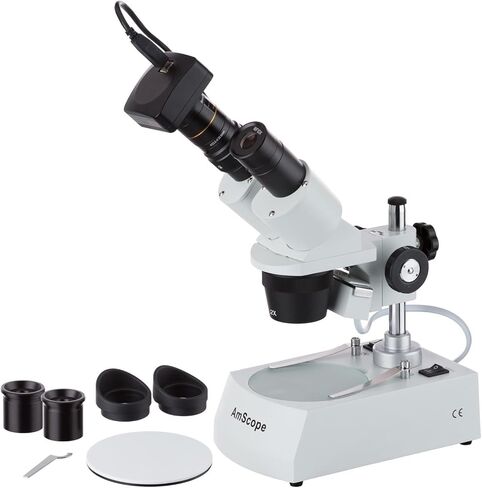 AmScope SE306R-PZ Forward Binocular Stereo Microscope (20X-40X-80X Magnification) + Bergeon 55-710 Set of 4 Oilers Plastic Watch Repair Kit in Saudi Arabia
