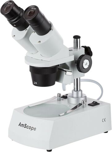 AmScope SE306R-PZ Forward Binocular Stereo Microscope, WF10x and WF20x | 10X-80X Magnification Range DIN Standard RMS 20.32mm Thread 160mm Finite Tube Length Compatible Numerical Aperture in Kuwait