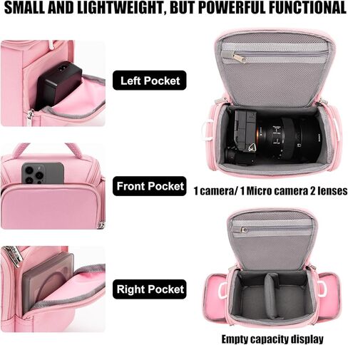 CADeN Compact Camera Shoulder Crossbody Bag Case Compatible for Nikon, Canon, Sony SLR/DSLR Mirrorless Cameras and Lenses Waterproof(1.0 S, Black) in Kuwait
