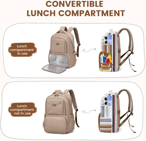 Lunch Backpack 16 Inch Laptop Backpack with Insulated Cooler Lunch Box Food Bag for College Work Camping Picnics (Champagne) in Saudi Arabia
