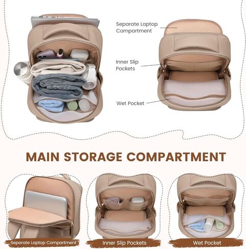 Lunch Backpack 16 Inch Laptop Backpack with Insulated Cooler Lunch Box Food Bag for College Work Camping Picnics (Champagne) in Saudi Arabia