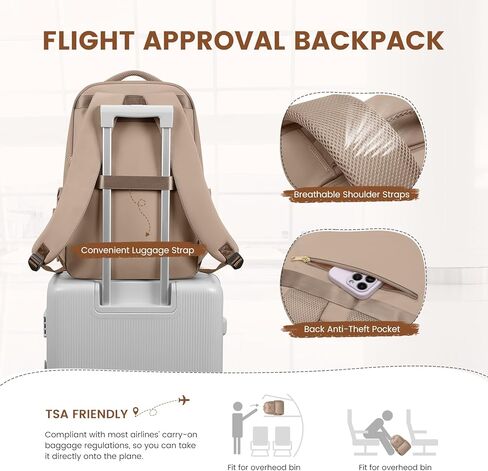 Lunch Backpack 16 Inch Laptop Backpack with Insulated Cooler Lunch Box Food Bag for College Work Camping Picnics (Champagne) in Saudi Arabia