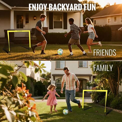 VavaCava 4'x3' Size Portable Soccer Goals Set for Backyard Fun, 2 Nets, 2 Size 3 Balls, 10 Marker Cones, Pump and Carry Bag, Outdoor Games for Backyard, Beach, Lawn, Kids Soccer Training Equipment in Saudi Arabia