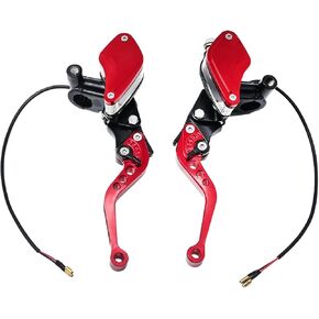 MDEOOSKY 2 Pcs 7/8" 22mm Motorcycle Brake Clutch Pump Lever with Dual Hydraulic Master Cylinder Reservoir Replacement for Honda Yamaha Kawasaki Suzuki Harley Models Ranging from 50CC to 300CC, Red in Saudi Arabia