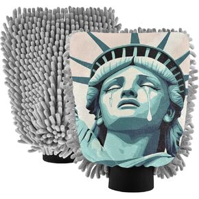 AIXIWAWA Car Wash Mitt Washing Glove Crying Statue of Liberty Print Scratch Free Water Absorbent 2 Pack Large in Saudi Arabia