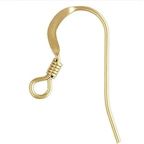 14k Gold Filled Flat Fishhook Ear Wire with Coil 10pcs in Saudi Arabia