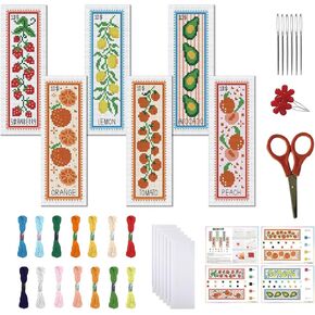 freebloss 6 قطع الفاكهة عبر غرزة المرجعية عدة 11ct مختومة عبر الابره عدة DIY التطريز الإشارات المرجعية مجموعة مع تعليمات دعم اللباد للمبتدئين الكبار 8 "× 2.4" in Kuwait