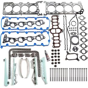 Engine Timing Chain Kit Head Gasket Set w/Bolts Compatible with 1997-1999 for Ford F-150 4.6L, OE# HS9792PT-8, TK4040 in Saudi Arabia