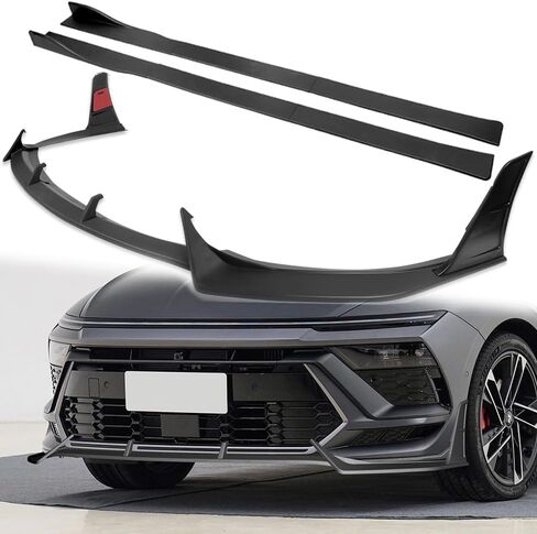W-POWER، 11 قطعة من وصلات الشفة الأمامية والتنورة الجانبية، موزع ناشر متوافق مع مصد Hyundai Sonata N-Line 2024-2025، طقم جسم الذقن الأمامي للشفاه الهوائية Spoiler Splitter ABS (ألياف الكربون المطلية) in Saudi Arabia