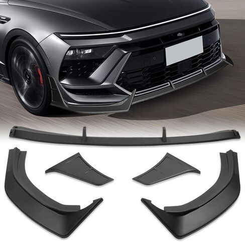 W-POWER، 11 قطعة من وصلات الشفة الأمامية والتنورة الجانبية، موزع ناشر متوافق مع مصد Hyundai Sonata N-Line 2024-2025، طقم جسم الذقن الأمامي للشفاه الهوائية Spoiler Splitter ABS (ألياف الكربون المطلية) in Saudi Arabia