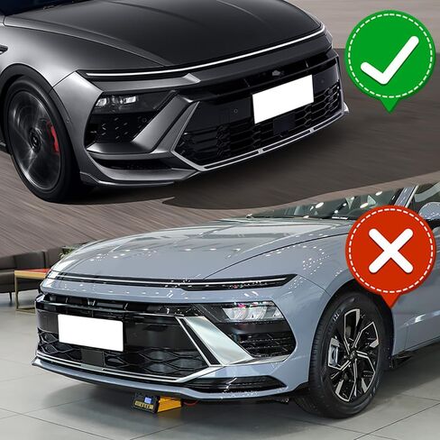 W-POWER، 11 قطعة من وصلات الشفة الأمامية والتنورة الجانبية، موزع ناشر متوافق مع مصد Hyundai Sonata N-Line 2024-2025، طقم جسم الذقن الأمامي للشفاه الهوائية Spoiler Splitter ABS (ألياف الكربون المطلية) in Saudi Arabia