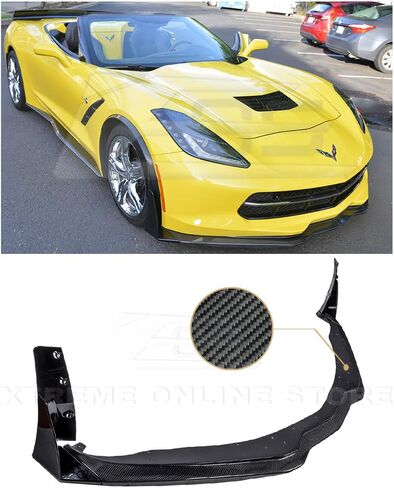 Replacement For 2014-2019 Corvette C7 ALl Models | Z06 Stage 3 CARBON FIBER Front Bumper Lip Splitter With PAINTED CARBON FLASH METALLIC Side Extension Canard Pair in Saudi Arabia