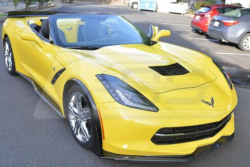 Replacement For 2014-2019 Corvette C7 ALl Models | Z06 Stage 3 CARBON FIBER Front Bumper Lip Splitter With PAINTED CARBON FLASH METALLIC Side Extension Canard Pair in Saudi Arabia
