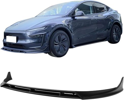 IKON MOTORSPORTS الشفة الأمامية الممتصة للصدمات، متوافقة مع 2025-2026 Tesla Model Y Juniper، IKON Style Matte Black ABS Plastic Air Dam Chin Spoiler Protector Spliter 4PCS in Saudi Arabia