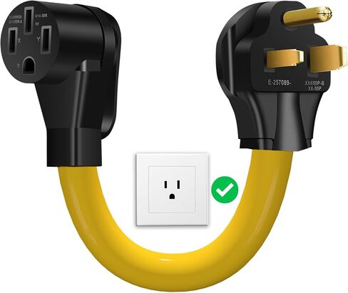 سلك محول شاحن EV من NEMA 10-50P إلى 14-50R مع سلك محول عالي التحمل 6-AWG لشحن Tesla وغيرها من أجهزة الشحن من المستوى 2، 1.5 قدم in Kuwait