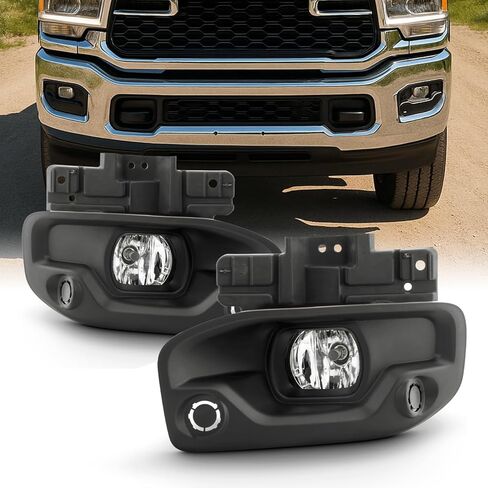 AKKON - Fit 2019-2024 RAM 2500 3500 [نوع الهالوجين] مصباح قيادة زوج ضوء الضباب الشفاف مع ملحقات مفتاح ربط الأسلاك in Saudi Arabia